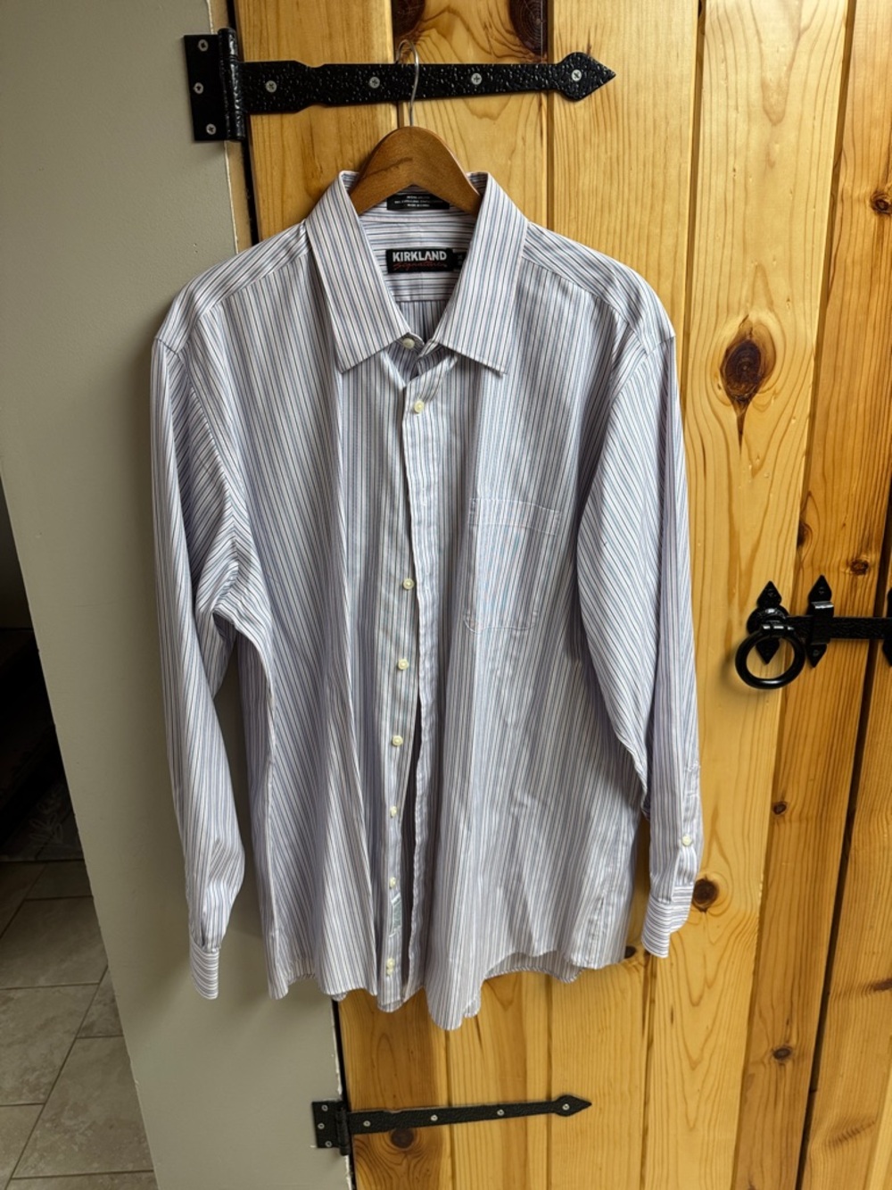 Kirkland Signature Light Blue,White & Pink Striped Dress Shirt